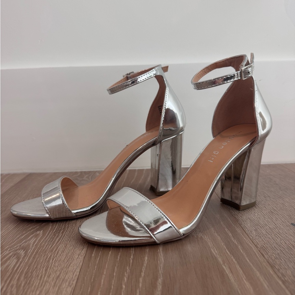 Madden Girl Silver Block Heel Sandals